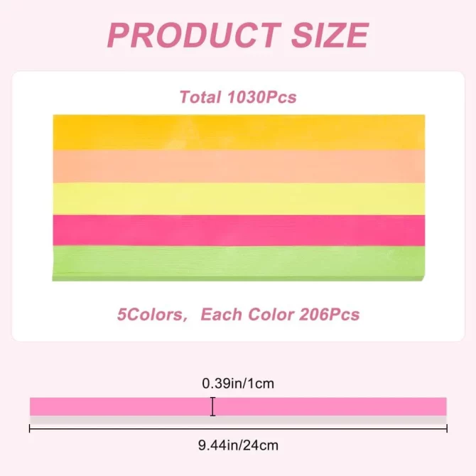 1030pcs Origami Stars Paper 5 Colors Star Paper Strip Double Sided Colorful Paper Strips for DIY Hand Origami Lucky Star Paper Decoration Folding Strips Art Crafting Supplies - Image 2