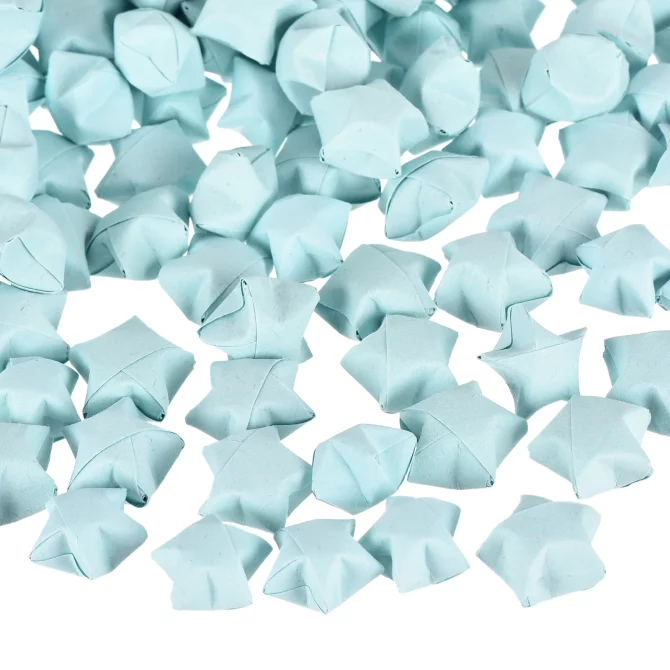 136pcs Pre-made Origami Lucky Stars Paper Wishing Star Light Blue for Best Wish Christmas