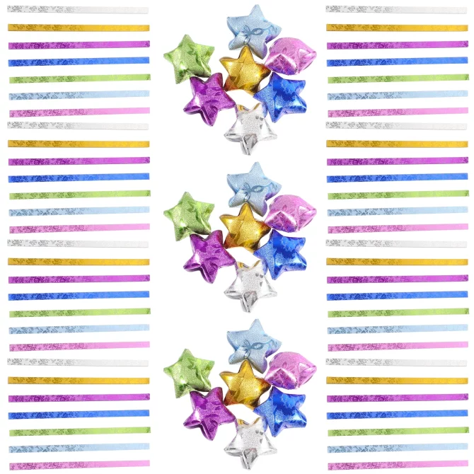 140 Pcs Origami Paper Strips Star Stars Gold Powder