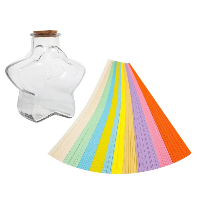 1 Set Decorative Origami Paper Strips For Diy Stars With Glass Bottle Strips For Parties And Decor Present For