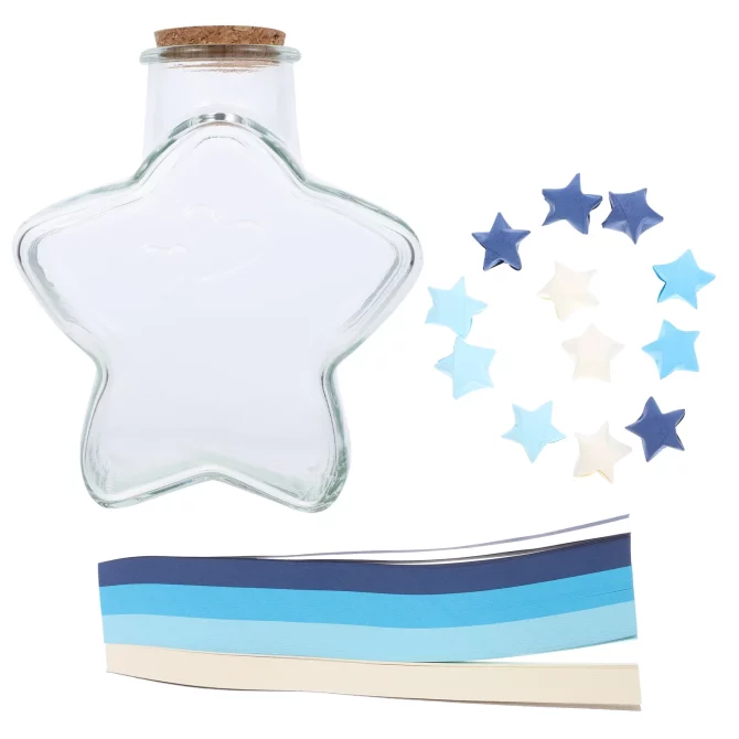 Star Paper Origami Star Paper Strips with Bottle Child 16.00X13.50X8.00CM Blue