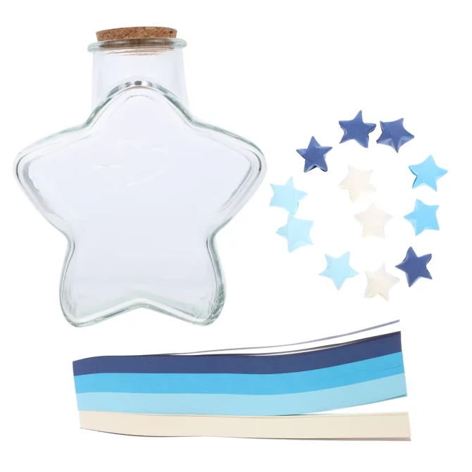 Star Paper Origami Star Paper Strips with Bottle Child 16.00X13.50X8.00CM Blue - Image 2