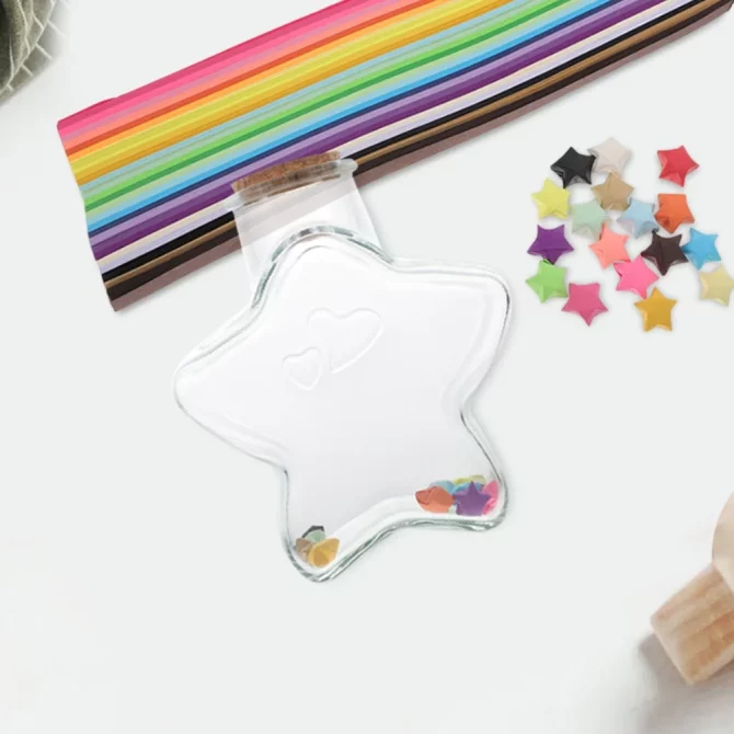 Glass Wishing Bottle Small Paper Star Display Bottle Empty Miniature Cork Glass Bottle