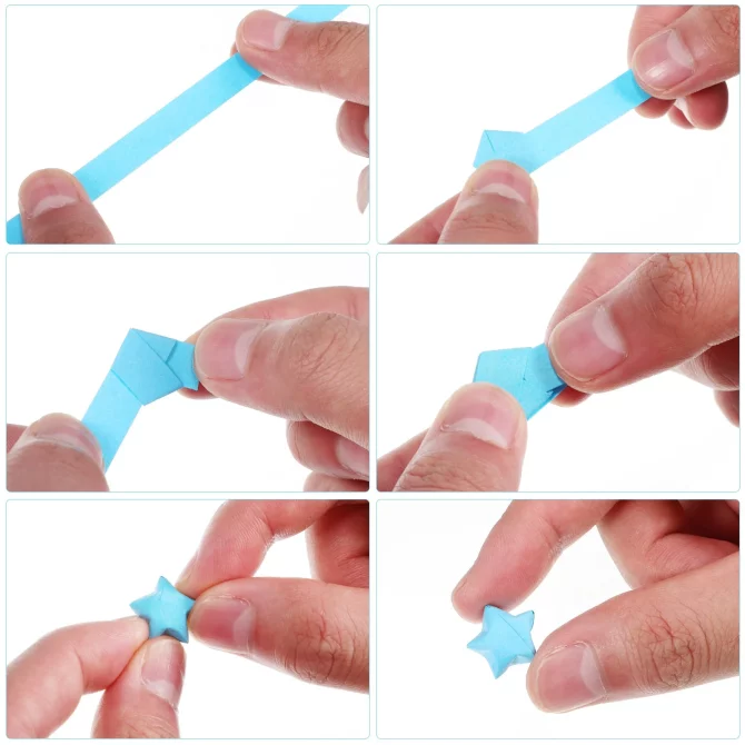32Set Glass Wishing Bottle Gradient Blue With Origami Star Paper Strips For Room Decor And Birthday present - Image 2