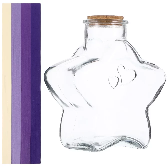 1 Set Wishing Bottle Star Shaped Origami Strips Purple Glass For Girls Room Decoration