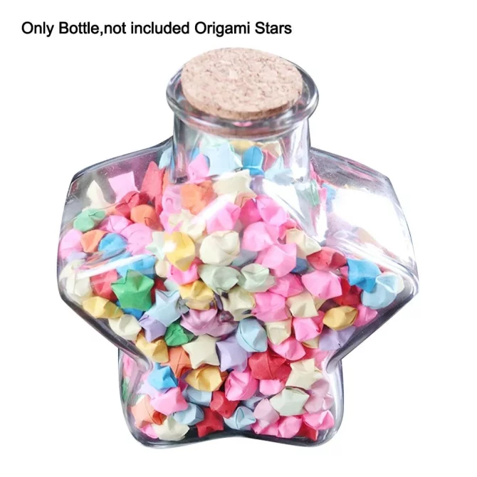 DIY Stars Shape Craft Clear Pentagram Storage Bottle Glass Jars Origami Stars Glass Bottle Wishing Bottle 800ML