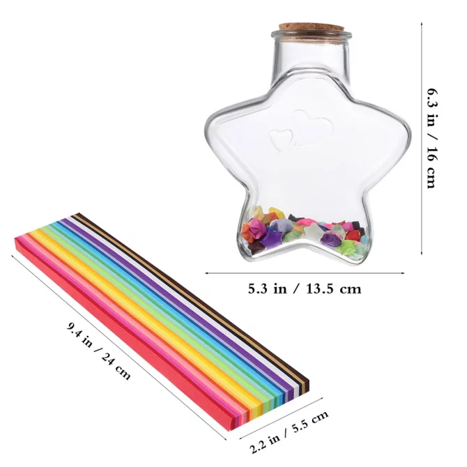 1 Set of Star Wishing Bottle With Origami Paper Empty Glass Wishing Bottle DIY Supply - Image 2