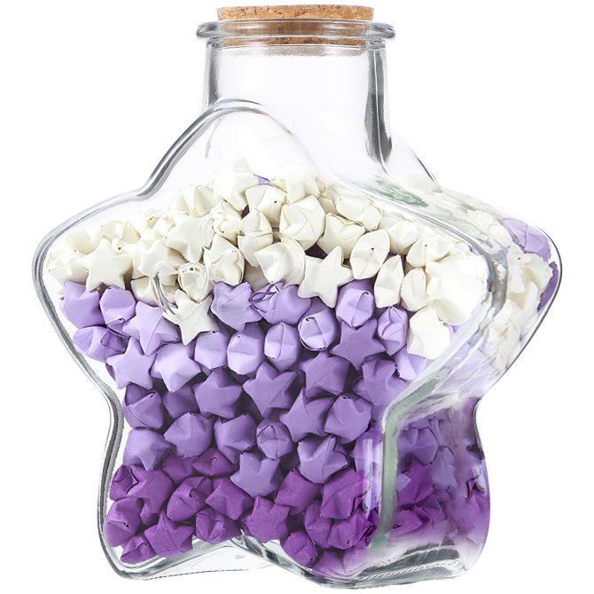 1 Set Wishing Stars Origami Star Bottle Purple Glass For Handcraft Talent Development