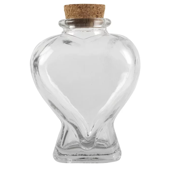 Heart-Shaped Glass Bottle with Cork by  - Decorative Jar for Weddings - Parties - Home Décor - Arts & Crafts - Bulk 12 Pack - Image 2