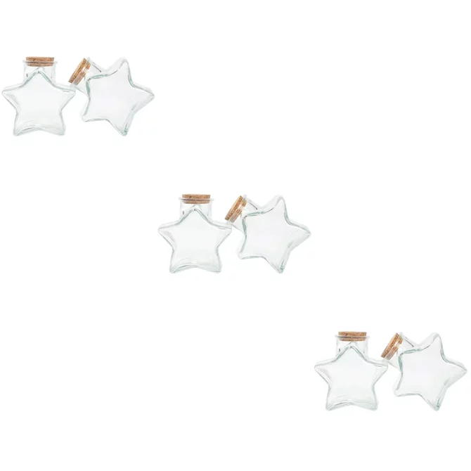 6 pcs  Five-pointed Star Shaped Wishing Bottles Glass Drift Bottles Landscape Bottle