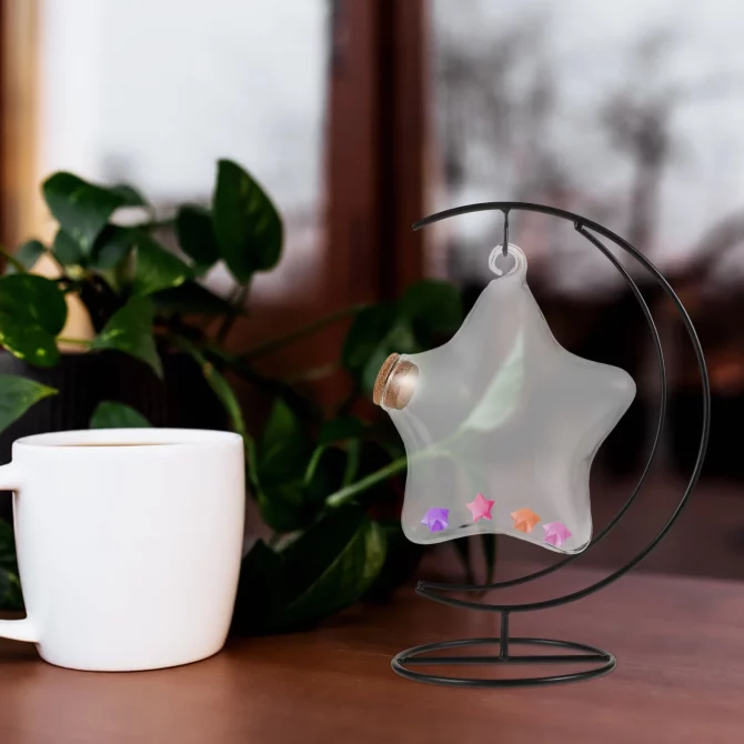 1Set Star Wishing Bottle Glass Jars For Storage And Decorative Piece With Iron Material For Family And Friends